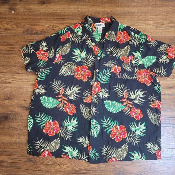 King Size 2XL Short‎ Sleeve Button Up Hawaiian Big Shirt Casual Work Surf - Picture 2 of 10